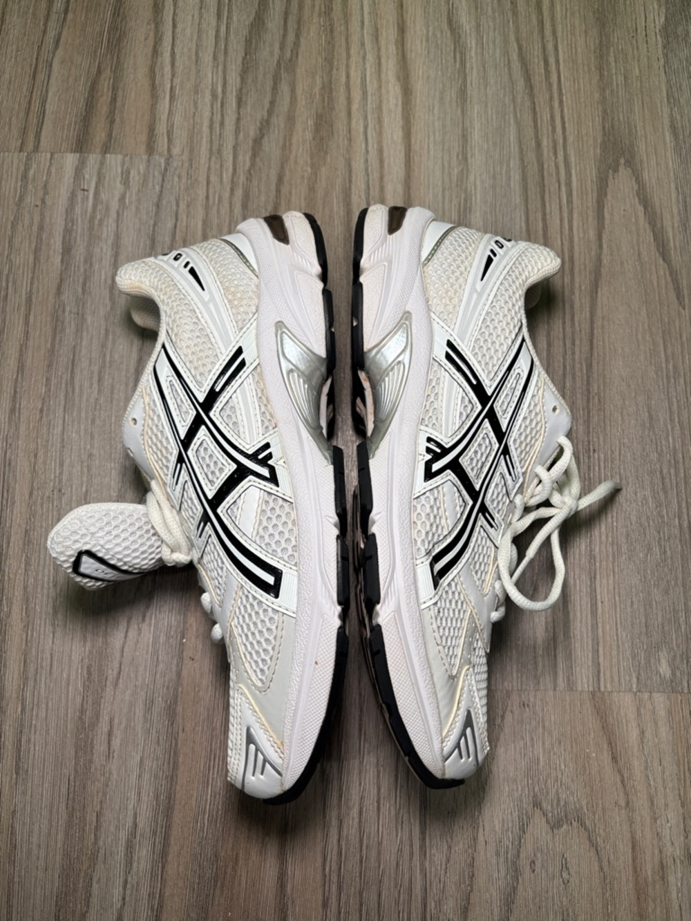 Asics White and Black Mesh Athletic Sneakers - Picture 7 of 7